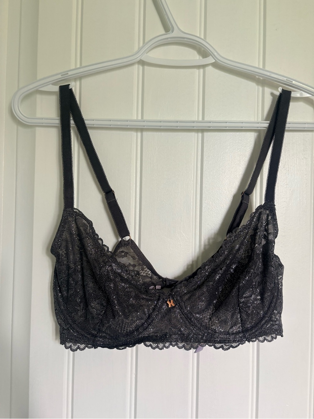 Savage X Fenty unlined lace bra grey metallic size 32D - Picture 4 of 7